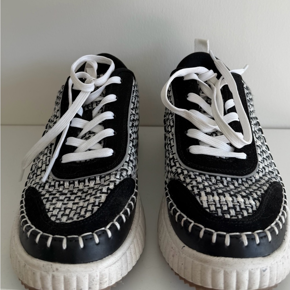 Black and White Tweed Sneakers